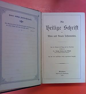 Bild des Verkufers fr Die Heilige Schrift des Alten und Neuen Testamentes.Aus der Vulgata mit Bezug auf den Grundtext. Text der vom apostolischen Stuhle approbierten Ausgabe. zum Verkauf von biblion2