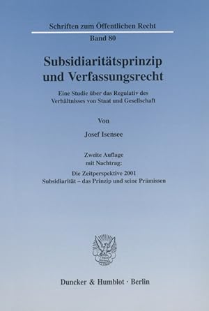 Bild des Verkufers fr Subsidiaritätsprinzip und Verfassungsrecht. zum Verkauf von moluna