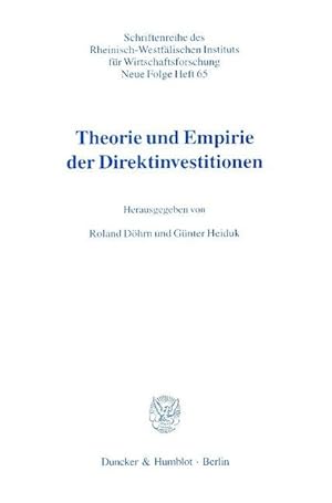 Seller image for Theorie und Empirie der Direktinvestitionen. for sale by moluna