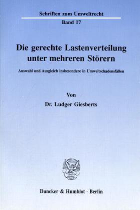 Seller image for Die gerechte Lastenverteilung unter mehreren Störern. for sale by moluna