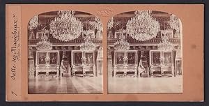 Stereo-Fotografie G.A.F. Paris, Ansicht Paris, Palais des Tuileries, Saal mit Kronleuchtern, Halt...