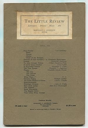 Bild des Verkufers fr The Little Review, April, 1916 zum Verkauf von Between the Covers-Rare Books, Inc. ABAA