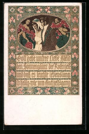 Bild des Verkufers fr Knstler-Ansichtskarte Brder Kohn (B.K.W.I) Nr. 9000 /2: Gott gebe unsrer Liebe Kleid den Sonnenglanz der Rosenzeit zum Verkauf von Bartko-Reher