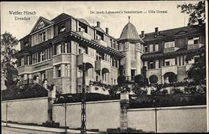 Bild des Verkufers fr Ansichtskarte / Postkarte Dresden Weier Hirsch, Dr. med. Lehmann's Sanatorium, Villa Urvasi zum Verkauf von akpool GmbH