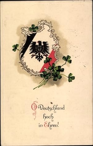 Ansichtskarte / Postkarte O Deutschland hoch in Ehren, Kleeblätter, Wappen, Patriotik, I. WK