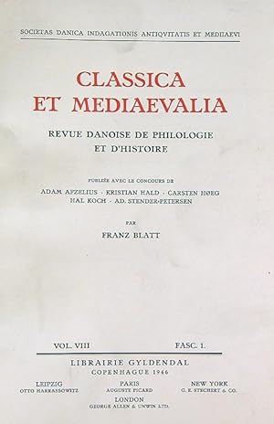 Image du vendeur pour Classica et Mediaevalia vol VIII/Fasc 1 mis en vente par Librodifaccia
