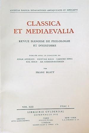 Image du vendeur pour Classica et Mediaevalia vol XIII/Fasc 1 mis en vente par Librodifaccia