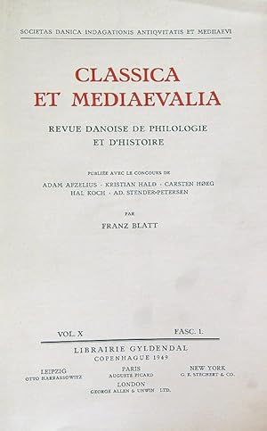 Image du vendeur pour Classica et Mediaevalia vol x/fasc 1 mis en vente par Librodifaccia