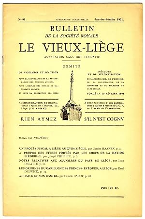 Bulletin de la Société Royale Le Vieux-Liège. N° 91, Janvier-Février 1951.