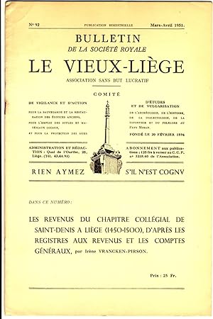 Bulletin de la Société Royale Le Vieux-Liège. N° 92, Mars-Avril 1951.