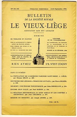 Bulletin de la Société Royale Le Vieux-Liège. N° 101-102, Avril-Septembre 1953.