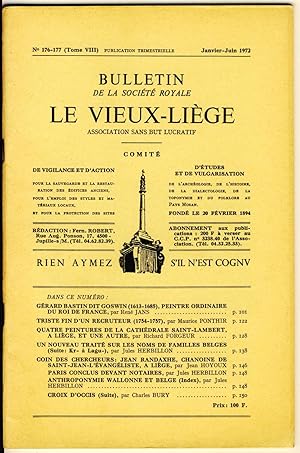 Bulletin de la Société Royale Le Vieux-Liège. N° 176-177 (Tome VIII), Janvier-Juin 1972