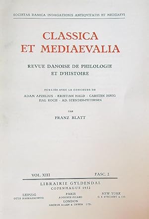 Image du vendeur pour Classica et Mediaevalia vol XIII/Fasc 2 mis en vente par Librodifaccia