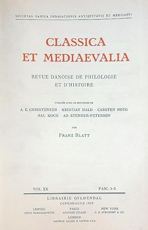 Image du vendeur pour Classica et mediaevalia Vol XX/Fasc 1-2 mis en vente par Librodifaccia