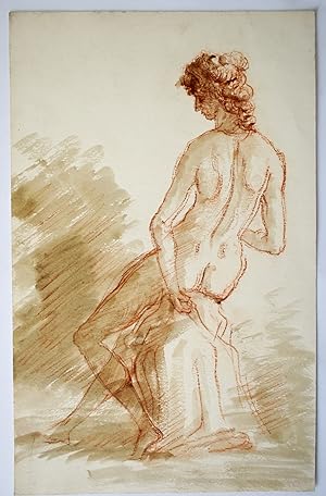 Seller image for Gerald Ososki Study of a seated female nude drawn in red pastel (O44) Original Drawing with Studio Stamp. for sale by Roe and Moore