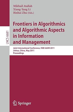 Bild des Verkufers fr Frontiers in Algorithmics and Algorithmic Aspects in Information and Management zum Verkauf von moluna