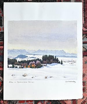 Original-Aquarell mit Bezeichnung und Signatur. Föhn im Voralpenland (Deining).