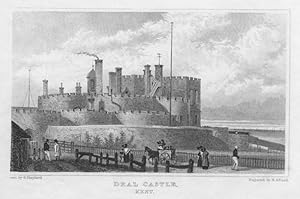 VIEW OF DEAL CASTLE IN KENT,1830 Historical Steel Engraving,Antique Print