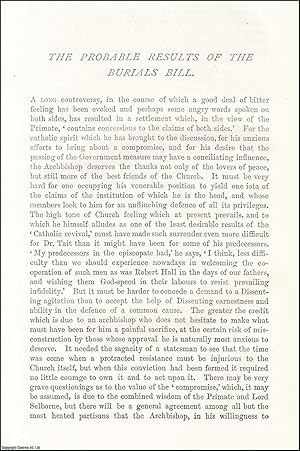 Imagen del vendedor de The Probable Results of The Burials Bill. An original article from the Nineteenth Century Magazine, 1880. a la venta por Cosmo Books