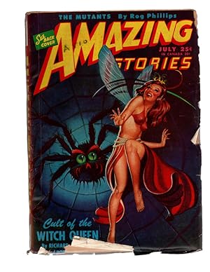 Seller image for AMAZING STORIES, JULY 1946. Cult of the Witch Queen by Richard S. Shaver. Cover Art by Walter Parke. RARE COLLECTIBLE PULP MAGAZINE. for sale by Once Read Books
