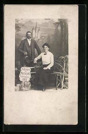 Ansichtskarte Mariazell, Andenkenfoto Bürgerliches Paar 1917