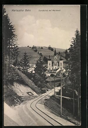 Ansichtskarte Mariazell, Mariazeller Bahn - Schienen mit Durchblick auf den Ort