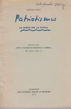 Bild des Verkufers fr La morte per la patria. [Dagli: Studi Italiani di Filologia Classica, Vol. 49, Fasc. 1-2]. zum Verkauf von Fundus-Online GbR Borkert Schwarz Zerfa