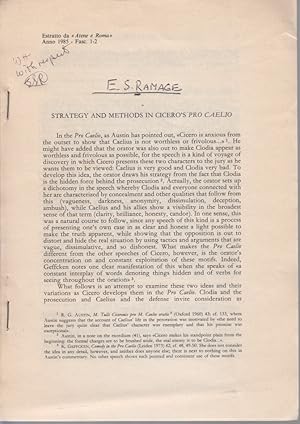 Seller image for Strategy and Methods in Cicero's Pro Caelio. [From: Atene e Roma, anno 1985, fasc. 1-2]. for sale by Fundus-Online GbR Borkert Schwarz Zerfa