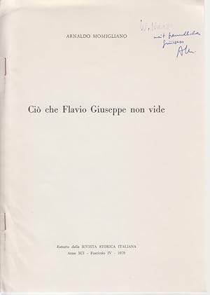 Ciò che Flavio Giuseppe non vide. [Dalla: Rivista Storica Italiana, Anno 91, Fasc. 4, 1979].