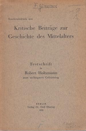 Imagen del vendedor de ber Otto von St. Blasien, Burchard von Ursberg und eine unbekannte Welfenquelle mit Ausblick auf die Chiavennafrage. [Aus: Kritische Beitrge zur Geschichte des Mittelalters]. Festschrift fr Robert Holtzmann zum sechzigsten Geburtstag. a la venta por Fundus-Online GbR Borkert Schwarz Zerfa