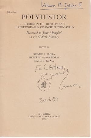 Immagine del venditore per Drei Briefe Wilhelm Diltheys an Ulrich von Wilamowitz-Moellendorff (1908-1910). [Aus: Polyhistor, Studies in the History and Historiography of Ancient Philosophy]. Presented to Jaap Mansfeld on his Sixtieth Birthday. venduto da Fundus-Online GbR Borkert Schwarz Zerfa