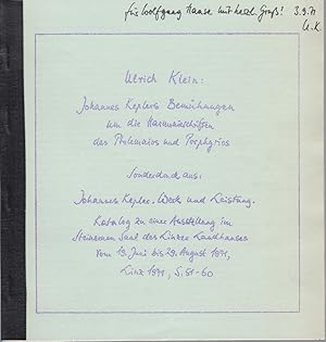 Johannes Keplers Bemühungen um die Harmonieschriften des Ptolemaios und Porphyrios. [Aus: Johanne...