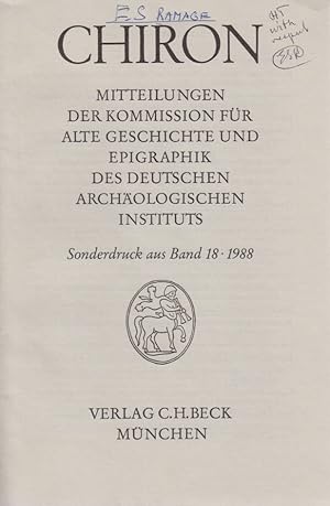 Imagen del vendedor de The Date of Augustus' Res Gestae. [From: Chiron, Bd. 18, 1988]. a la venta por Fundus-Online GbR Borkert Schwarz Zerfa