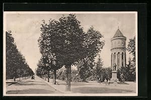 Ansichtskarte Colmar, Promenade mit Bartholdi-Denkmal und Wasserturm
