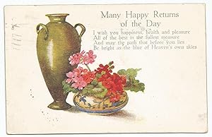 Image du vendeur pour Greetings Birthday Card Vintage 1922 Postcard mis en vente par Postcard Anoraks
