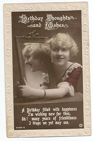 Greetings Birthday Vintage Postcard Genuine Real Photo Bromide