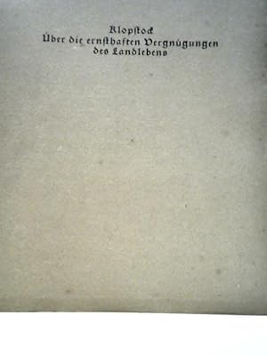 Seller image for Uber Die Ernsthasten Vergnugungen Des Landlebens for sale by World of Rare Books