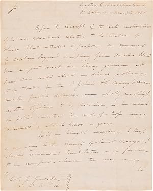 [AUTOGRAPH LETTER, SIGNED, FROM GENERAL WINFIELD SCOTT TO ADJUTANT GENERAL JAMES GADSDEN, REPORTI...