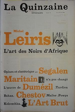 La Quinzaine Littéraire N° 26. Avril 1967.
