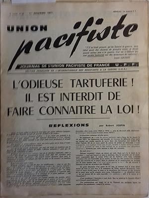 Union pacifiste N° 62. Journal de l'Union pacifiste de France U.P.F. Section française de l'Inter...