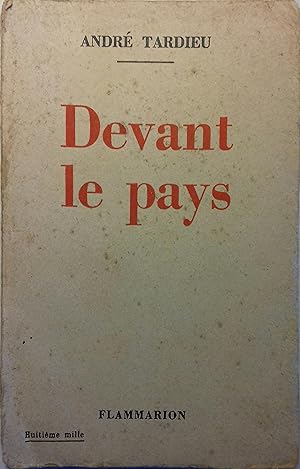 Bild des Verkufers fr Devant le pays. zum Verkauf von Librairie Et Ctera (et caetera) - Sophie Rosire