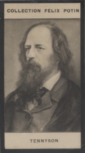 Photographie de la collection Félix Potin (4 x 7,5 cm) représentant : Alfred Tennyson, poète angl...