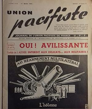 Union pacifiste N° 65. Journal de l'Union pacifiste de France U.P.F. Section française de l'Inter...
