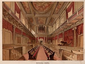 INJTERIOR VIEW OF WHITEHALL CHAPEL,1845 CHROMOLITHOGRAPHIC PRINT of HISTORICAL ENGRAVING of ARCHI...