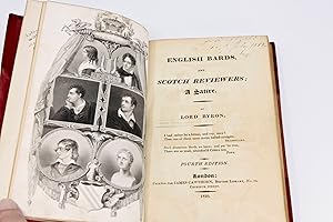 Immagine del venditore per English Bards, and Scotch Reviewers; A Satire, Fourth Edition. Extra-Illustrated with 34 portraits, a 4-sided (2p) ALS from William Hayley to publisher, Thomas Cadell, Sr., on behalf of Charlotte Smith's manuscript for The Emigrants, an autograph of William Pitt the Younger, and an ALS from the poet, Thomas Campbell, expressing his regrets for not being able to attend a function venduto da La Playa Books