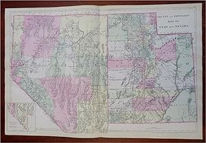 Utah & Nevada American Southwest 1881 Mitchell large hand color map