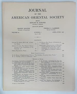 Bild des Verkufers fr Journal of the American Oriental Society. Volume 81, Number 2, April - June 1961. zum Verkauf von Plurabelle Books Ltd