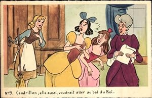 Künstler Ansichtskarte / Postkarte Walt Disney, Schneewittchen, Stiefmutter, Stiefschwestern