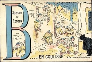 Bild des Verkufers fr Buchstaben Ansichtskarte / Postkarte B, Alphabet du Soldat, En Coulisse, franzsische Soldaten zum Verkauf von akpool GmbH