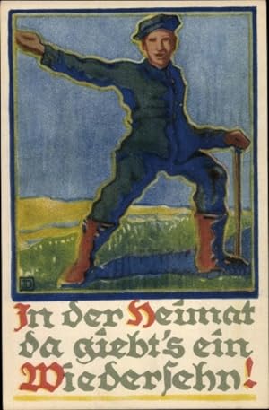 Künstler Ansichtskarte / Postkarte Dominicus, Josef, In der Heimat da gibts., Kriegsgefangenen He...